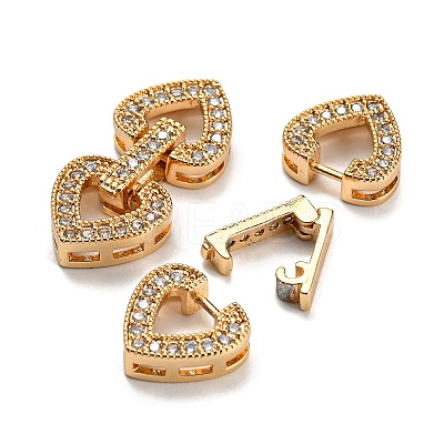 Brass Micro Pave Clear Cubic Zirconia Clasps KK-D048-03G-1