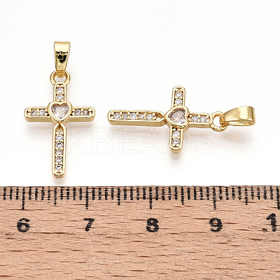 Brass Micro Pave Cubic Zirconia Pendants KK-T070-77G-1