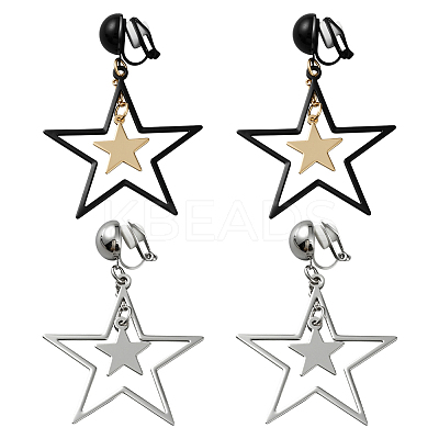 2 Pairs 2 Colors Brass Clip-on Earrings EJEW-HY0001-10A-1