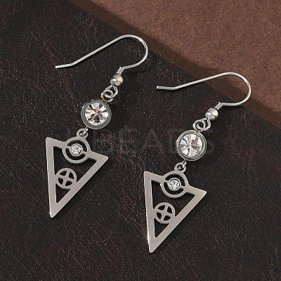 304 Stainless Steel Triangle Dangle Earrings EJEW-Z129-20P-1