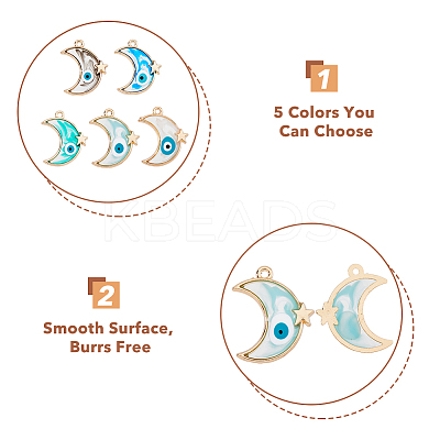 30Pcs 5 Colors Alloy Enamel Pendants ENAM-HY0001-05-1
