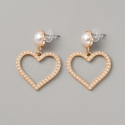 Plastic Imitation Pearl Beaded Geometry Dangle Stud Earrings EJEW-WH0013-57C-1
