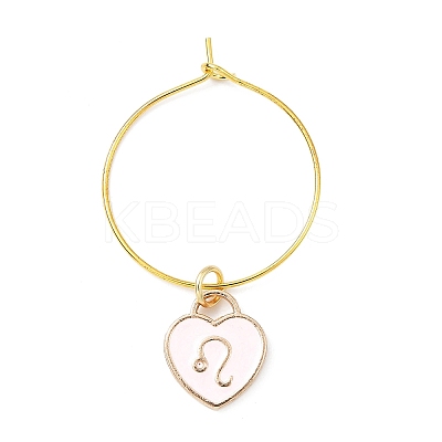 12Pcs Heart with Constellation Alloy Enamel Wine Glass Charms Sets AJEW-JO00230-02-1
