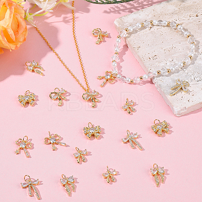 18Pcs 6 Styles Rack Plating Brass Micro Pave Clear Cubic Zirconia Pendants KK-BBC0022-51-1