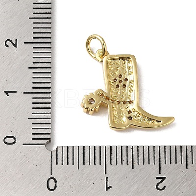 Rack Plating Brass Micro Pave Clear Cubic Zirconia Pendants KK-B092-34G-1
