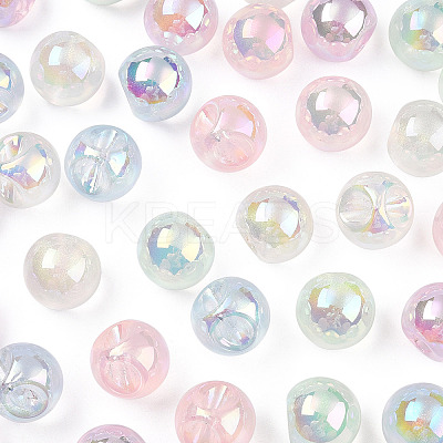 UV Plating Rainbow Iridescent Acrylic Beads X-OACR-P015-04B-1