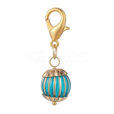 Metal Enlaced Acrylic Round Pendant Decoration HJEW-JM01015-1
