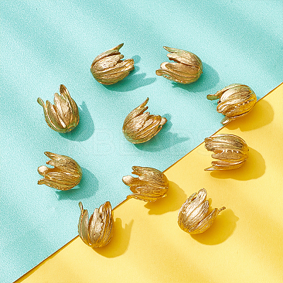 10Pcs 3D Brass Bead Caps KK-NB0003-29-1