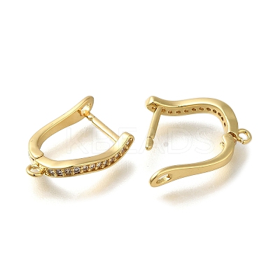 Rack Plating Brass Micro Pave Cubic Zirconia Hoop Earring Findings EJEW-H143-09G-1