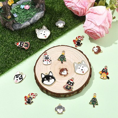 10Pcs 10 Styles Alloy Enamel Pendants ENAM-YW0006-99-1