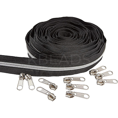 Nylon Closed-end Zipper and Zinc Alloy Zipper Sliders Zipper Head DIY-BC0011-65-1