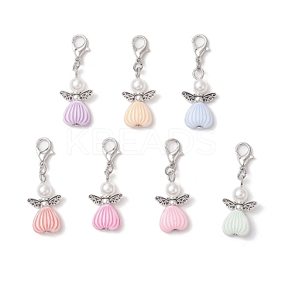 Angel Acrylic & ABS Plastic Imitation Pearl Pendant Decorations HJEW-JM03298-01-1