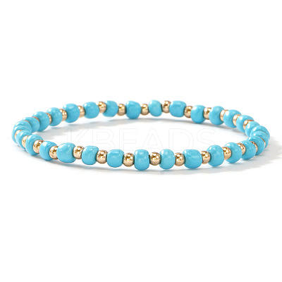 Plastic & Brass Beaded Stretch Bracelet for Women JP1152-6-1