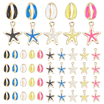 40 Pcs 10 Style Rack Plating Alloy Charms FIND-PH0004-09-1