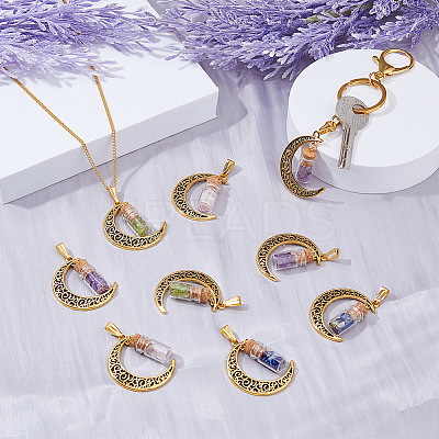 16Pcs 4 Styles Tibetan Style Alloy Moon Pendants PALLOY-FH00027-1