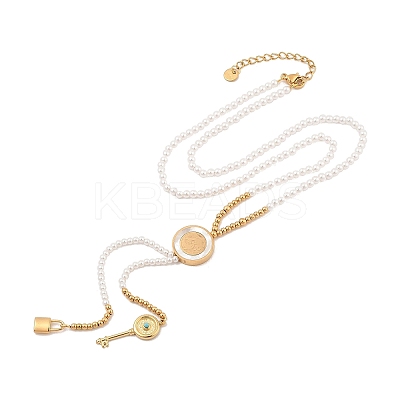 Imitation Pearl & Synthesis Shell Beaded Necklaces NJEW-A032-06G-02-1