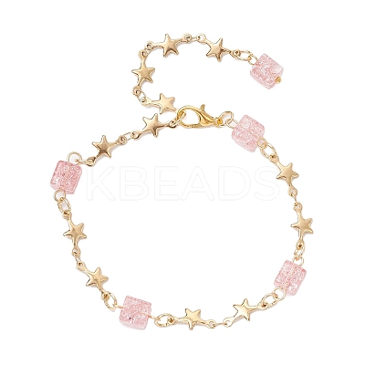 6Pcs 6 Colors 304 Stainless Steel Star Link Bracelets for Women BJEW-JB12385-1