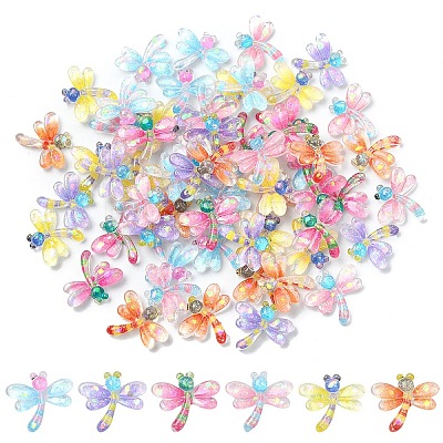 60Pcs 6 Colors Translucent Resin Cabochons RESI-YW0005-76-1