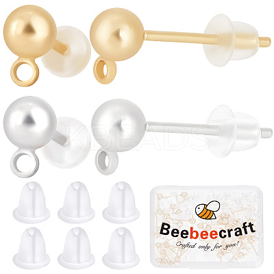 100Pcs 2 Colors 304 Stainless Steel Ball Stud Earring Post STAS-BBC0001-78-1