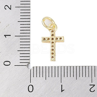 Rack Plating Brass Micro Pave Clear Cubic Zirconia Pendants KK-Z060-04G-01-1
