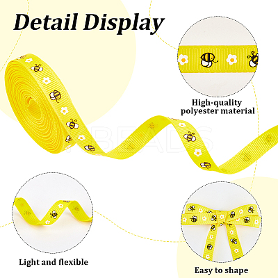 Polyester Bees Printed Grosgrain Ribbons SRIB-WH20020-018F-1