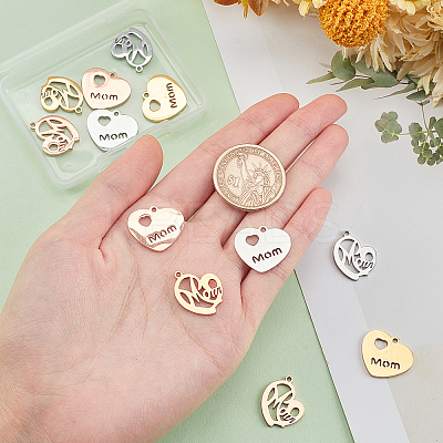 12Pcs 2 Style Ion Plating(IP) 304 Stainless Steel Pendants STAS-PH0003-98-1