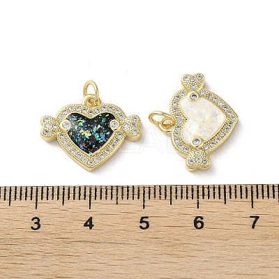 Brass Micro Pave Clear Cubic Zirconia Pendants KK-C045-36G-1
