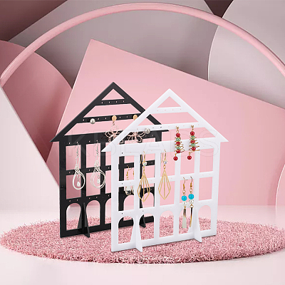 Detachable Lovely House Acrylic Earring Display Stands EDIS-WH0029-48B-1
