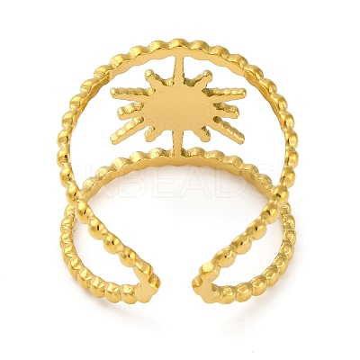 Golden 304 Stainless Steel Open Cuff Rings RJEW-K261-06G-02-1