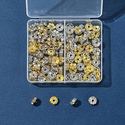 120Pcs 2 Colors Brass Crystal Rhinestone Spacer Beads RB-FS0001-06-1