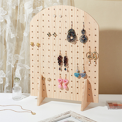 Arch Shaped Wood Earring Organizer Display Stands ODIS-WH0043-103-1