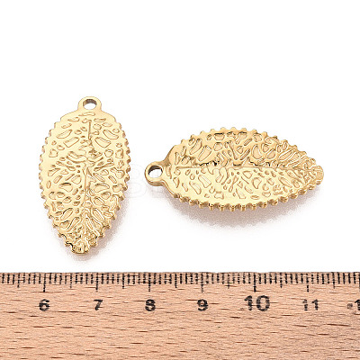 304 Stainless Steel Leaf Pendants STAS-T069-40G-1