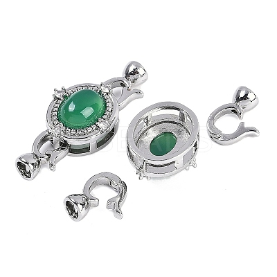 Brass Micro Pave Clear Cubic Zirconia Fold Over Clasps KK-U043-54P-02-1