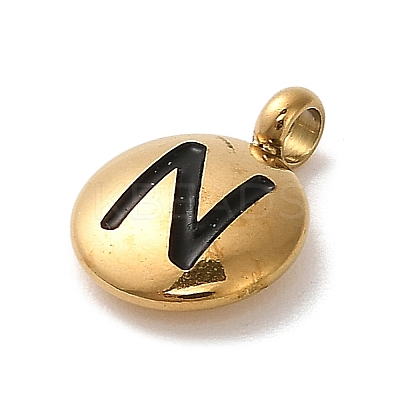 304 Stainless Steel Black Enamel Charms STAS-R009-01G-N-1