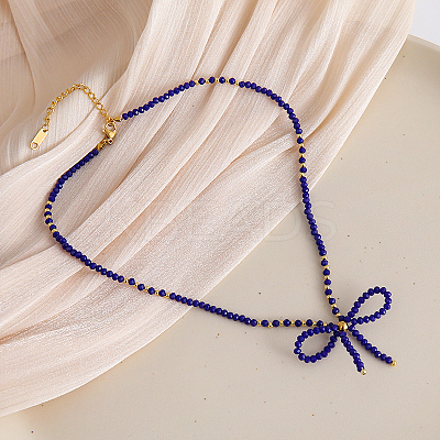 Feaceted Rondelle Glass Beaded Necklaces LK3957-2-1