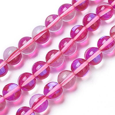 Synthetic Moonstone Beads Strands G-F143-8mm-11-1