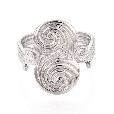 Adjustable 304 Stainless Steel Cuff Open Rings for Women RJEW-N052-24P-1