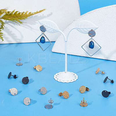 24Pcs 12 Style 304 Stainless Steel Ear Stud Findings STAS-AR0002-01-1