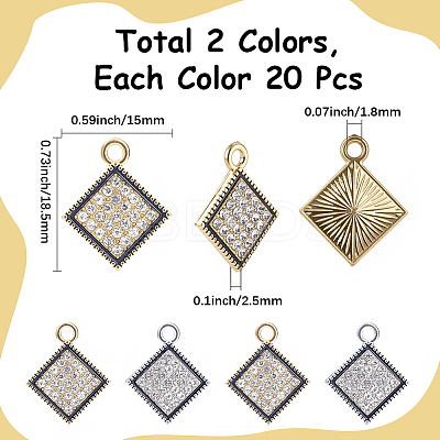40Pcs 2 Colors Alloy Rhinestone Pendants FIND-SC0020-26-1