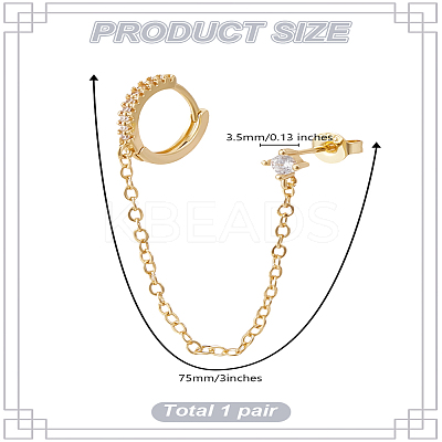 1 Pair Brass Micro Pave Clear Cubic Zirconia Stud Earrings for Women EJEW-LP0001-48G-1