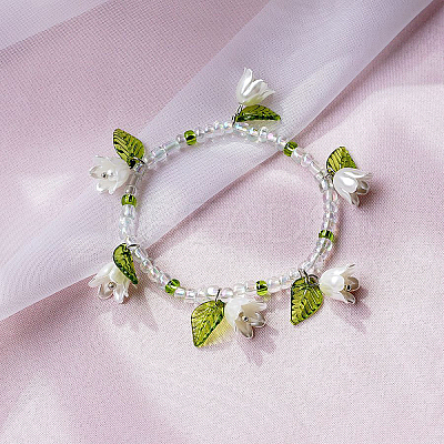 300Pcs ABS Plastic Imitation Pearl Flower Bead Caps KY-CJ0001-59-1