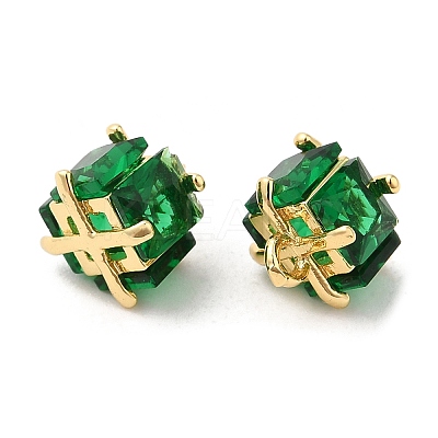 Brass and Clear Cubic Zirconia Pendants ZIRC-Q202-09G-1