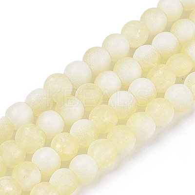 Frosted Crackle Glass Beads Strands GLAA-U001-8mm-M11-1