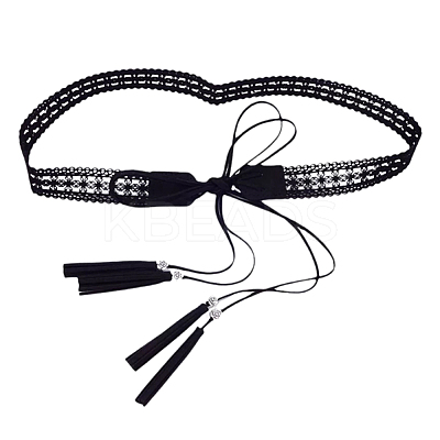 Bohemian Imitation Leather Tassel Wrap Chain Belts AJEW-WH20033-096AS-B-1