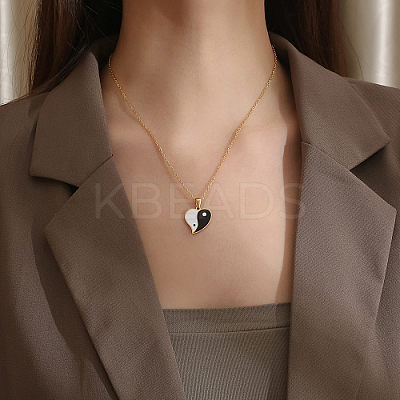 304 Stainless Steel Enamel Yin Yang Pendant Necklaces for Women LS-VV9279-2-1