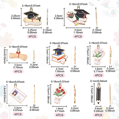 32Pcs 8 Styles Graduation Season Alloy Enamel Pendants ENAM-YW0005-72-1