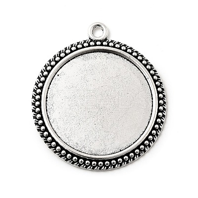 Flat Round Tibetan Style Pendant Cabochon Settings TIBE-C067kg-01AS-NR-1