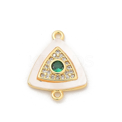 Brass Micro Pave Clear Cubic Zirconia & Shell Connector Charms KK-M303-03G-12-1