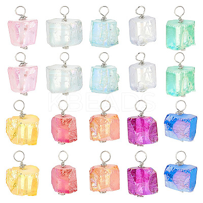 20Pcs 10 Colors Electroplated Natural Quartz Pendants PALLOY-AB00170-1