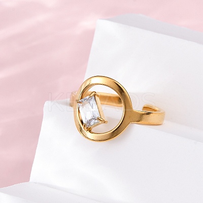 304 Stainless Steel Adjustable Cuff Rings for Women RJEW-B126-06G-02-1